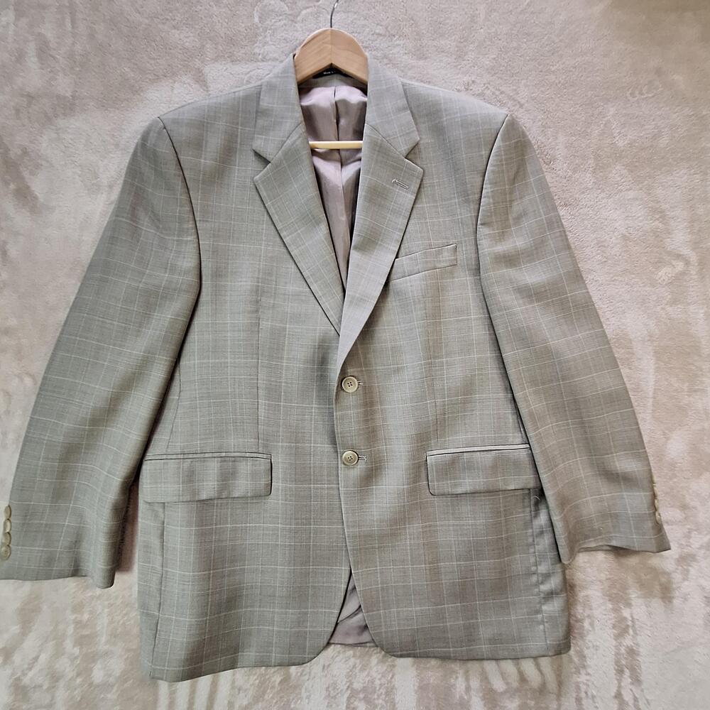 Chaps Ralph Lauren Suit Jacket Mens 44 Beige Plaid Single Vent 2 Btn Canada